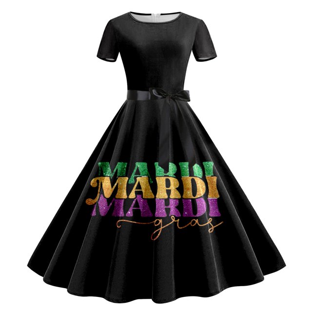 WILLBEST Robe Mexicaine Robe Décontractée pour Femmes Robe à Manches Courtes Imprimé Carnaval Robe de Mode Mignonne