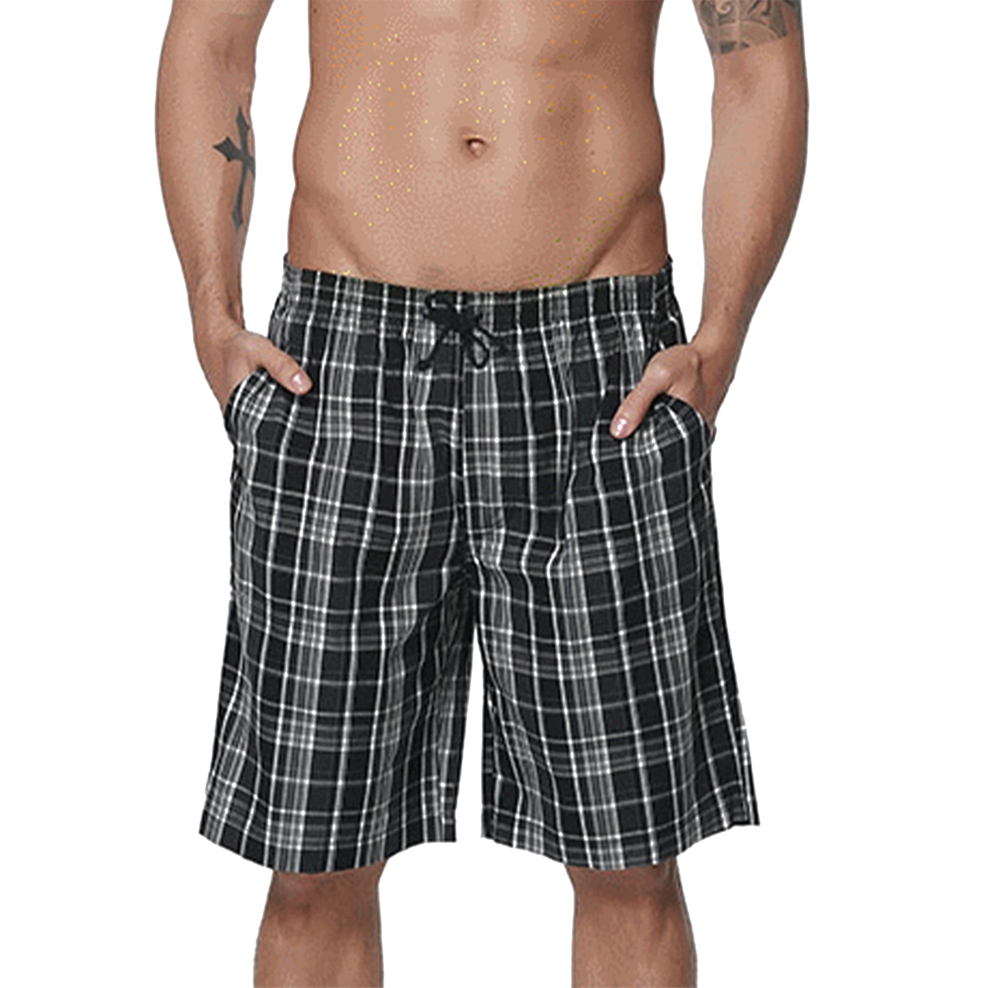 LUXUR Mens Pajamas Shorts Plaid Pj Bottoms Elastic Waist Lounge Short Pant Loose Mini Trousers Mid Waisted Sleepwear 5 2XL Walmart