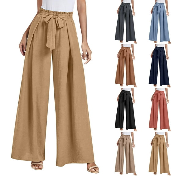 Utoimkio Women's Wide Leg Lounge Pants High Waisted Casual Loose Cotton Summer Pants for Women