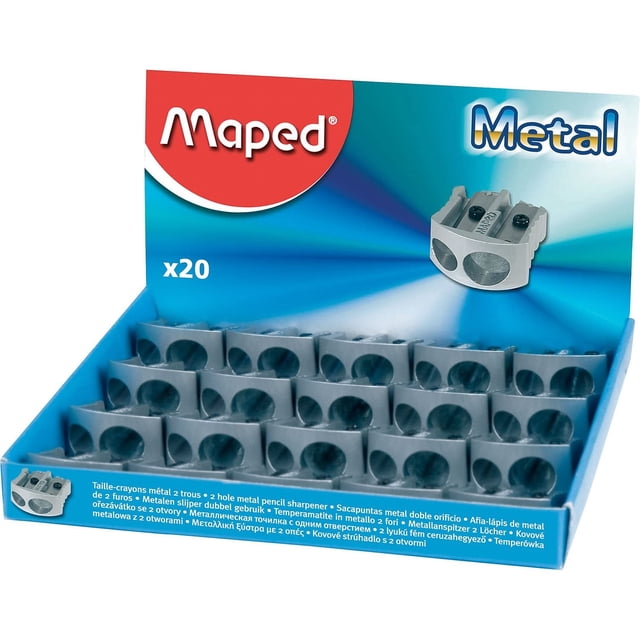 Sacapuntas Maped Classic metálico de 2 orificios, paquete de 20