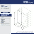 thumbnail image 3 of DreamLine Unidoor-X 48 in. W x 72 in. H Frameless Hinged Shower Door in Brushed Nickel, 3 of 11