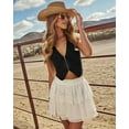 thumbnail image 4 of Women'S Denim Zip Up Vest Deep V Neck Sleeveless Asymmetrical Hem Slim Fit Summer Crop Jean Tank Tops Black L, 4 of 10