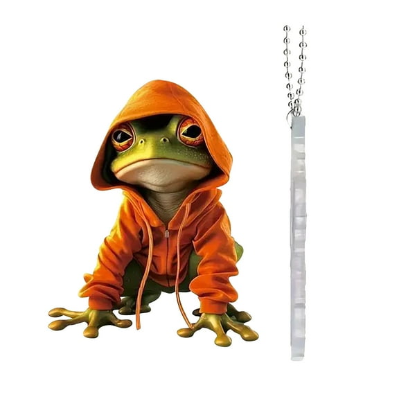 Gallickan Frog Backpack Charm, Colorful Car Rearview Mirror Hanging Tag, Acrylic Keychain Decor Accessory for Luggage