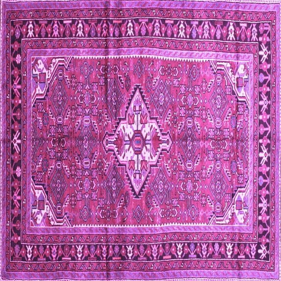 Ahgly Company Indoor Square Persian Purple Traditional Area Rugs, 8' Square