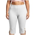 thumbnail image 4 of BUIGTTKLOP Plus Size Capri Leggings for Women High Waisted Yoga Capris Side Split Stretchy Pull on Cropped Workout Pants, 4 of 5