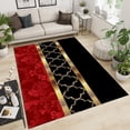 thumbnail image 3 of Black Gold Red Geometry Art Pattern Area Rugs, Classic Red Vintage Floral Printed Carpet, Indoor Non-Slip Kids Rugs For Bedroom Living Room Front Entrance Office Floor Decor, 3 of 7
