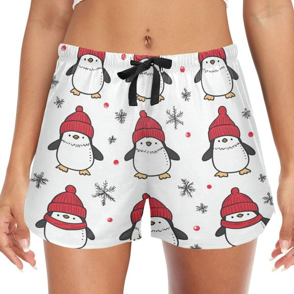 Women's Soft Sleep Shorts Relaxed Fit Lounge Pajama Bottoms Shorts for Women Pajama for Home and Comfort Penguin Pattern