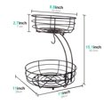 thumbnail image 2 of Frutero de 2 niveles para encimera de cocina: Cesta met&aacute;lica para verduras con colgador para pl&aacute;tanos: Gran capacidad de almacenamiento desmontable para comida y pan (Negro), 2 of 8