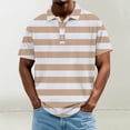 thumbnail image 2 of zfwon Mens Striped Polos Shirts Oversized Color Blocked Striped Comfy Short Sleeve Golf Shirts Lightweight Lapel Comfortable Fit Tops Summer Regular Fit Work Business Formal Tees, 2 of 5