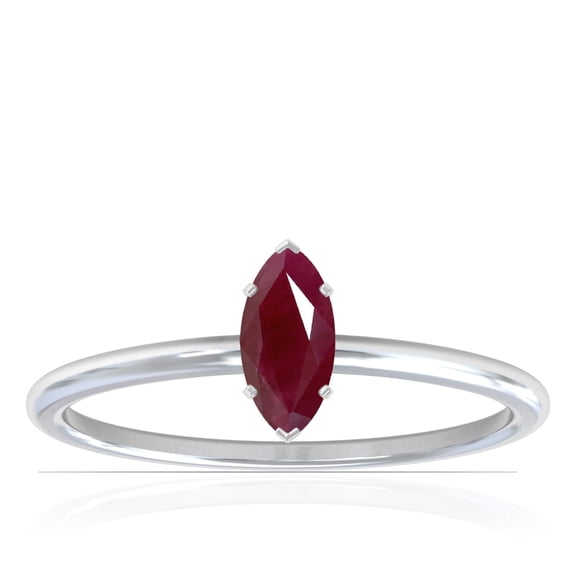 GemsNY July Birthstone - Dainty Marquise Four Prong Ruby Solitaire Ring (Grade - A | 0.70cts.)