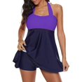 thumbnail image 3 of Swimsuit Women's Solid Color Stitching Plus size One-piece Swimsuit Large Size, 3 of 4