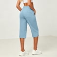 thumbnail image 5 of Aihuaihua Pedal Pushers for Women Summer High Waisted Straight Leg Petite Lightweight Stretch Cropped Trousers Work Golf Capris with Pockets, 5 of 6
