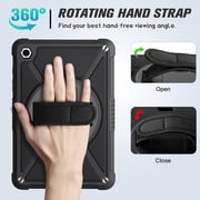 Lmcpa Case for Samsung Galaxy Tab A11 Plus 11 2025 / A9 Plus 11 2023, Multi-Functional Cover with 360° Rotate Stand / Screen Protector / Shoulder Strap / Hand Strap, Black