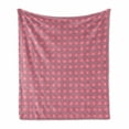 thumbnail image 1 of Floral Soft Flannel Fleece Throw Blanket, Big and Small Abstract Flower Motifs Dots Circular Repeating Nature Pattern, Cozy Plush for Indoor and Outdoor Use, 60" x 80", Pink Teal White, by Ambesonne, 1 of 6