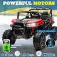 thumbnail image 4 of UBesGoo 24V Ride On Car UTV, 2WD/4WD 2 Seater Kid Electric Power Wheels with Remote Control, LED Lights, Spring Suspension, Music, Red, 4 of 10