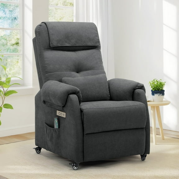 Korser Power Small Recliner Chair for Small Spaces with Wheels and USB Ports for Living Room,Dark Gray