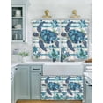 thumbnail image 2 of Blue Sea Turtle Short Blackout Curtains 45 Inch Long Blue Floral Starfish Retro Striped Rod Pocket Kitchen Curtains, 2 Panels Thermal Insulated Room Darkening Drapes for Bedroom, 30"W x 45"L, 2 of 5