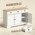 thumbnail image 3 of HOMCOM 46.5" Sideboard Buffet Cabinet with 3 Barn Doors and 3 Drawers White, 3 of 10