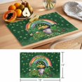 thumbnail image 6 of Gnomes St. Patrick's Day Placemats Set of 4 Green Lucky Clovers Rainbow Place Mats Indoor Wipeable Table Mats Washable Cloth Dining Table Placemats for Kitchen Holiday Party Home Decor 13x19 Inch, 6 of 9