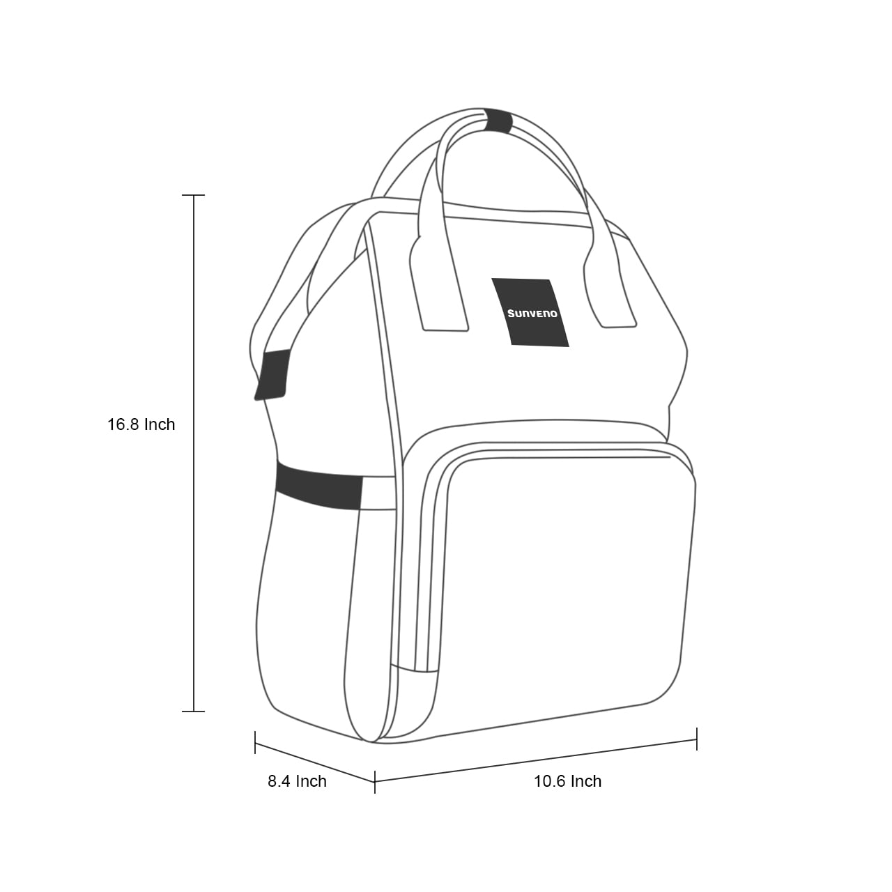 Sunveno Classic Diaper Bag Backpack Large Capacity Travel Backpack with USB Charge Port , Navy
