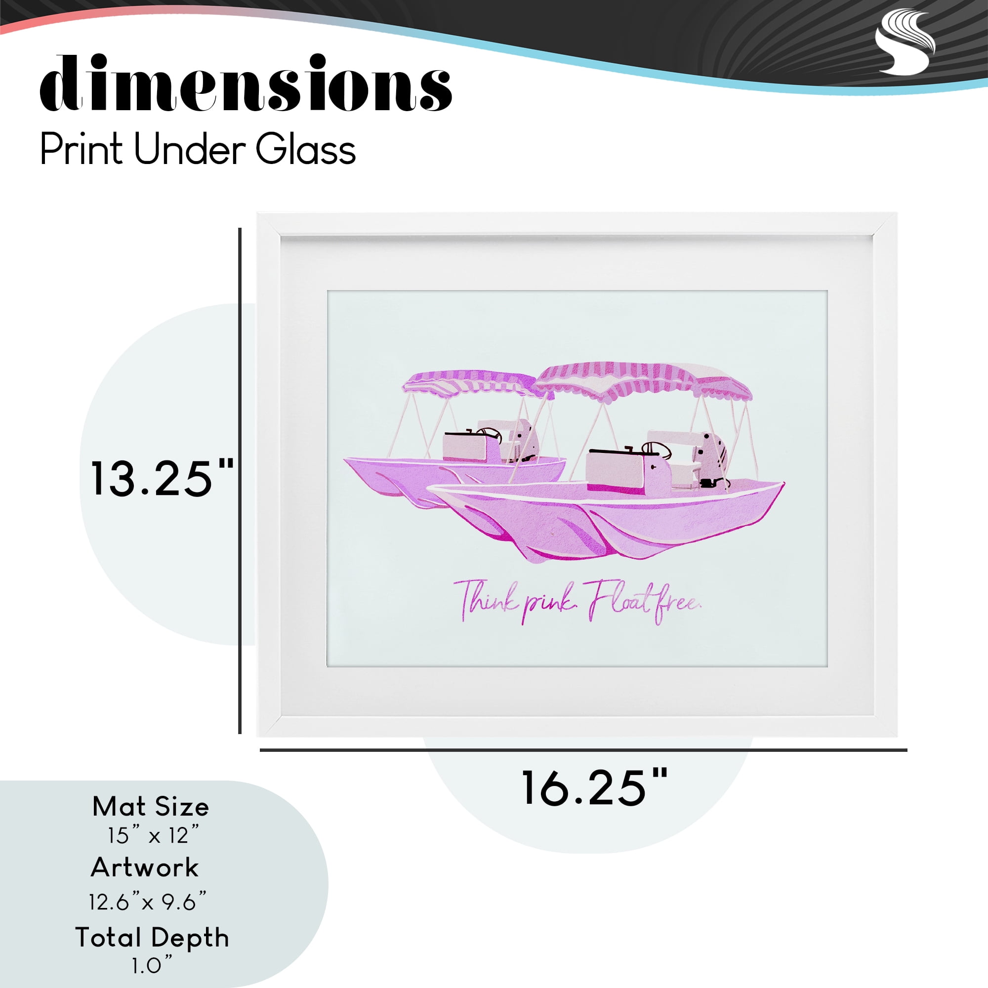 Think Pink Float Free Boats White Framed Print Under Glass, design by Ziwei Li