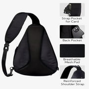 WATERFLY Unisex Large Capacity Nylon Sling Cross-Body Shoulder Chest Bag,Black