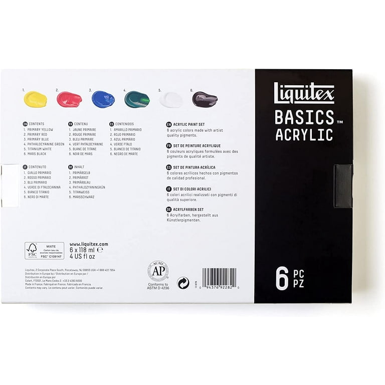 Liquitex Basics Acrylic Fluid - 6 x 118ml Bottle Set, 118 ml