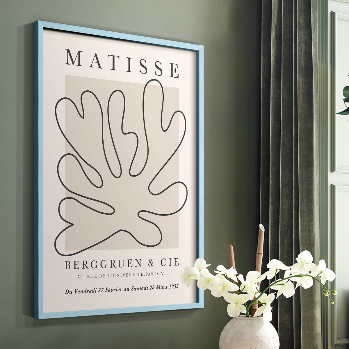 Matisse CCCLXVIII in Blue Solid Wood 16 x 20 Framed Print