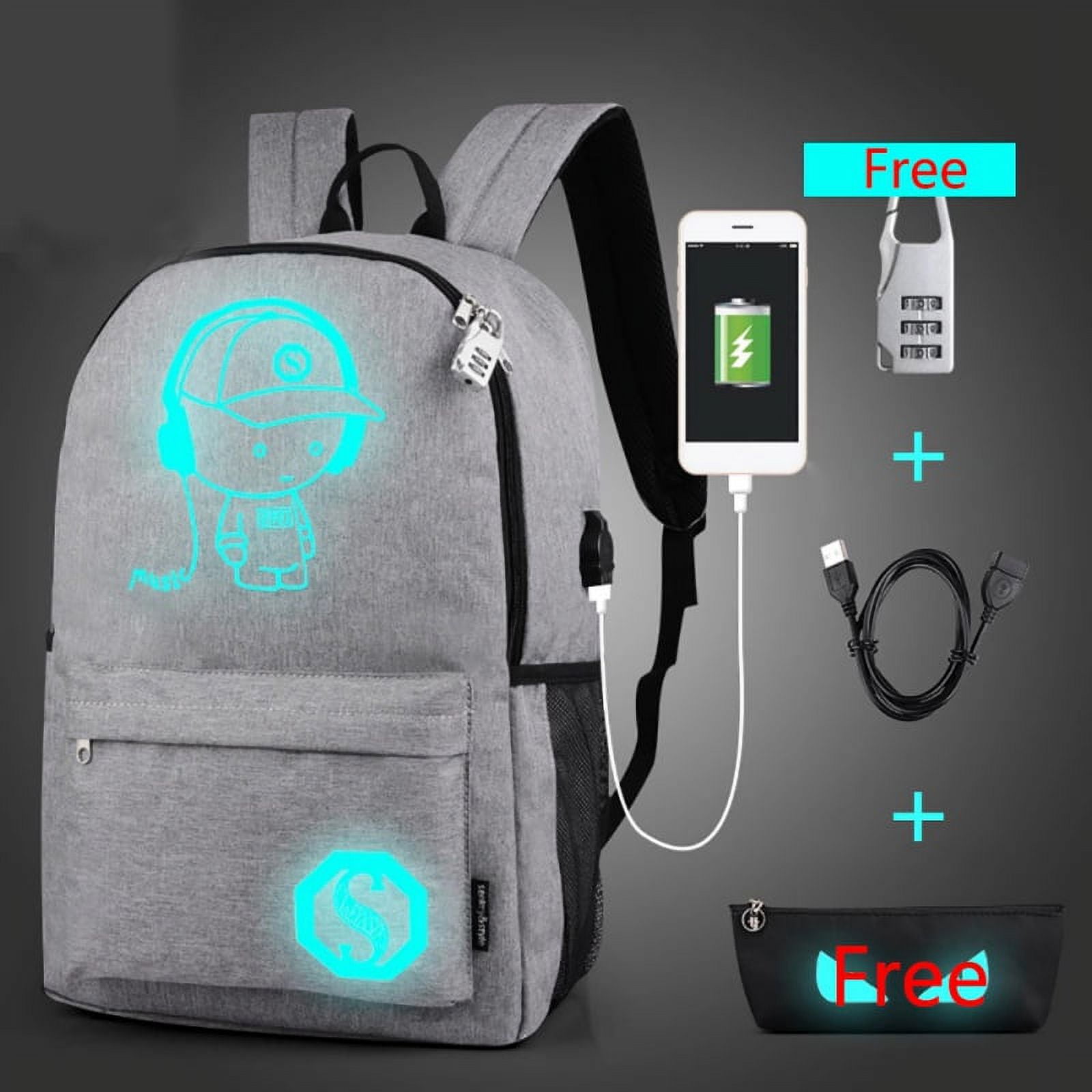 USB Charge Cool Boys School Backpack Luminous School Bag Music Boy Backpacks Black Walmart