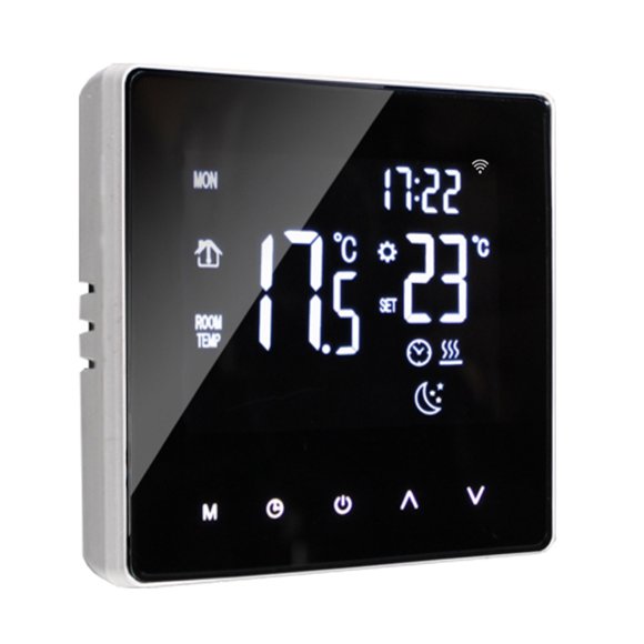 Amdohai Electric Heating Thermostat 0-99 (℃) 16000 (mA) Touch LCD Screen Floor Heating Thermostat Controller 16A Electric Heating Film Heating Cable