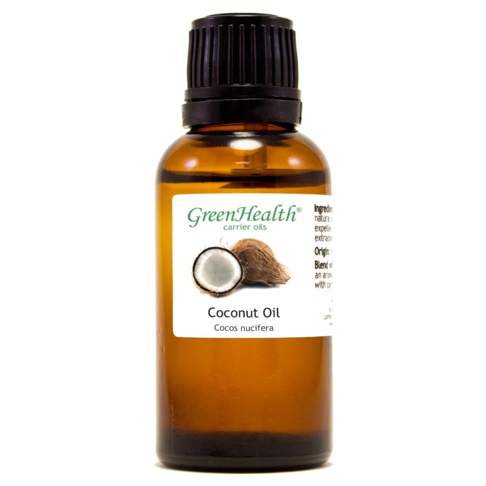 Coconut (Fractionated) Carrier Oil - 1 fl oz - Amber Glass Bottle w/ Euro Dropper - GreenHealth