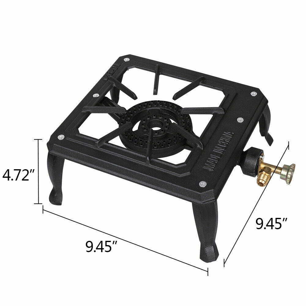 Single Burner Camping Stove Cast Iron Propane Gas LPG Outdoor Camping BBQ Cooker with Regulator Hose