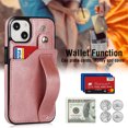 thumbnail image 3 of for iPhone 15 Case Wallet with Card Holder, Classic PU Leather Kickstand with Hand Strap RFID Blocking Drop Protective Slim Phone Case Cover for Apple iPhone 15, Rosegold, 3 of 7
