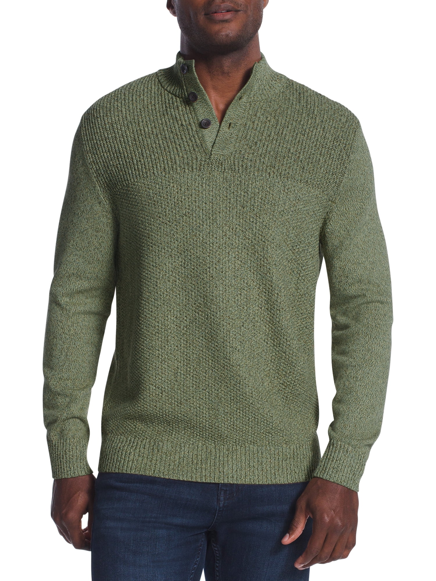 Chaps Men's Mock Neck Pullover Sweater - Olive Twist - M