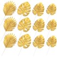 thumbnail image 3 of 20 piezas plantas artificiales hojas de palma plástico dorado Tropical fiesta hojas decoraciones boda decoraciones simuladas hoja de tortuga dorada, 3 of 5