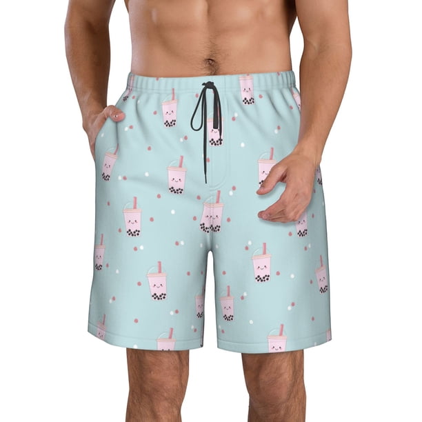 Fotbe Boba Milk Tea F Trajes de Baño Estampados para Hombre, Shorts de Verano de Secado Rápido, Ropa de Playa, Bañadores-XX-Large