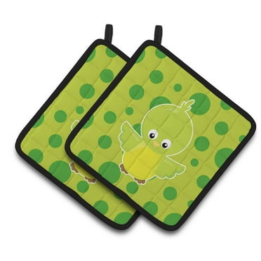 Caroline's Treasures Bird on Green Polkadots Pair of Pot Holders