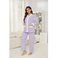 thumbnail image 4 of U2SKIIN Women's Plush Fleece Pajama Set,Soft Cozy Pajama for Women Warm Sleepwear Lounge PJS（Lavender+White, M）, 4 of 5