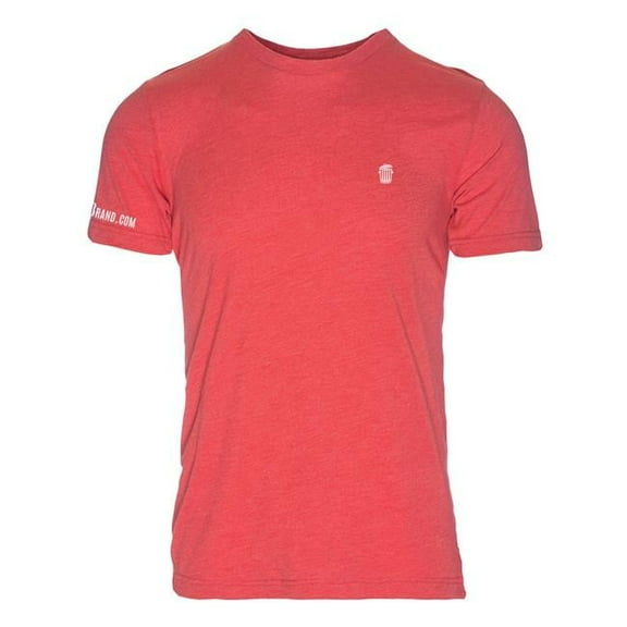 RecyclenBrand RM101RW-S Triblend Crew T-Shirt for Mens, Red with White Logo - Small