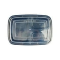thumbnail image 6 of Asporto 26 oz Black Plastic 3 Compartment Food Container - with Clear Lid, Microwavable - 8 3/4" x 6" x 1 3/4" - 100 count box, 6 of 10