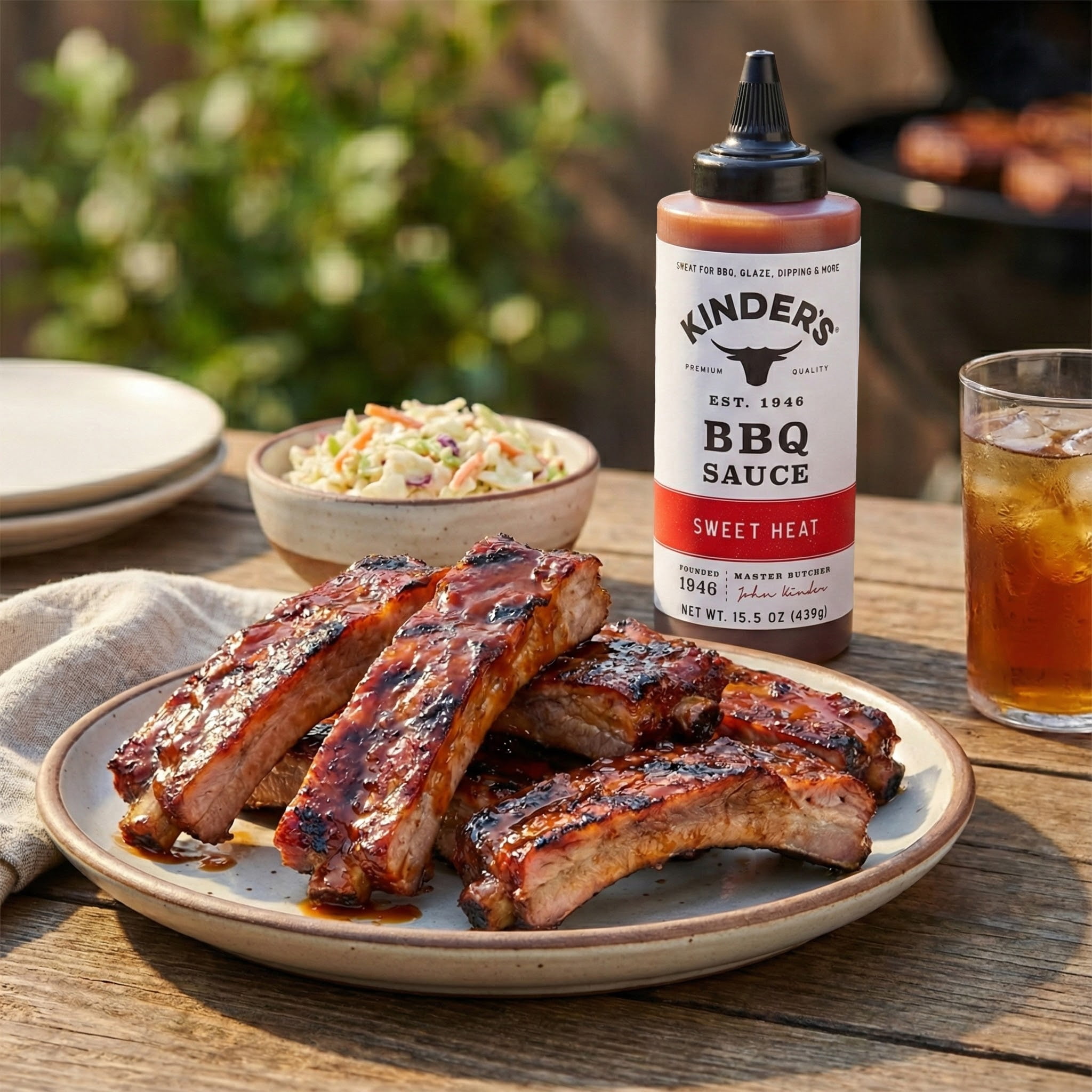 (3 pack) Kinder's Sweet Heat BBQ Sauce for Meat and Vegetables, 15.5 oz Bottle