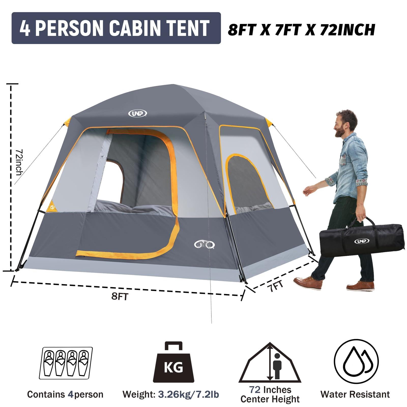 2/4/6/8 Person Tent  Portable Cabin Camping 4-person Easy Set Up Waterproof With Top Rainfly For Outdoor Camping/hiking