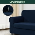 thumbnail image 4 of CHUN YI Stretch 2-Piece Checks Sofa Cover with Cushion Cover Slipcover, Sofa, Dark Blue, 4 of 6