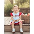 thumbnail image 5 of BemeyourBBs Toddler Baby Girl Baseball Outfit Striped Flying Sleeve Babydoll Tunic Shirt Tops and Pockets Ruffle Shorts Set Toddler Girl Summer Clothes, 5 of 9