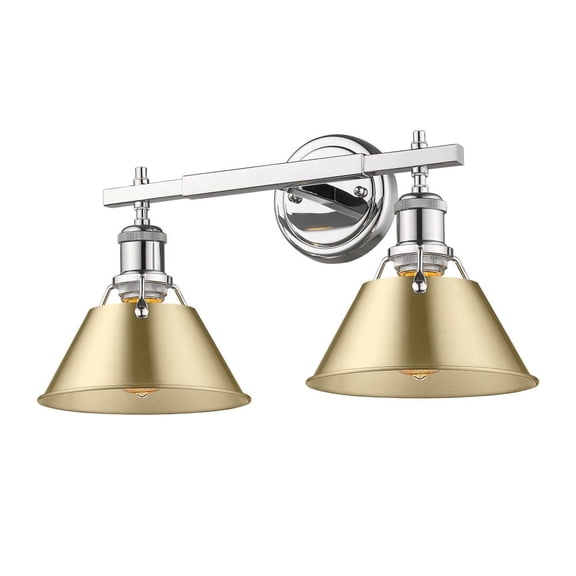 Orwell 2-Light Vanity Light in Chrome with Brushed Champagne Bronze
