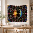 thumbnail image 5 of Floral Garden Personified with Crescent Moon Facing, Nostalgic Vintage for Botanical Art Lovers, Wall Decor, Mother'S Day Gift, Tapestry Wall Hanging for Dorm and Living Room, 5 of 7