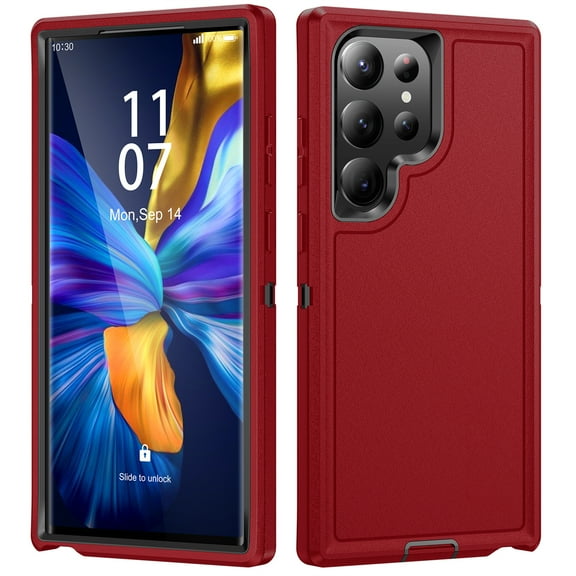 Jiahe Cover for Samsung Galaxy S23 Ultra, Hard PC Case,Rugged Shockproof PC Bumper Heavy Duty 3-Layer Protection Soft Silicone Rubber Full Body Protection Case Cover(without Screen Protector), A