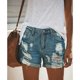 thumbnail image 3 of Pantalones cortos de mezclilla desgastados para mujer, pantalones vaqueros casuales con cremallera rasgada, pantalones calientes, 3 of 5