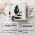 thumbnail image 2 of Ethan Taylor Botanical Throw Pillow Soft Cushion Cover 'Tropical Leaves III Tropical Leaves' Bohemian Pattern Decorative Square Accent Pillow Case, 16x16 Inches, Pink, Green, 2 of 5