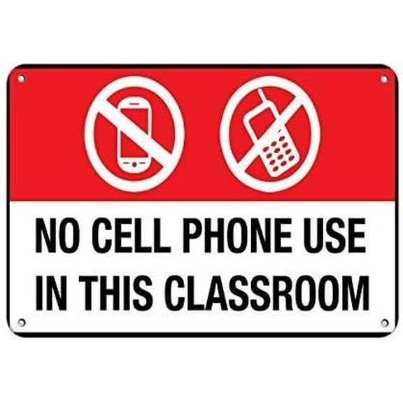 UEJUNBO No Cell Phone use in The Classroom No Cell Phones Sign Business Sign 12X8 Inches Metal Tin Sign